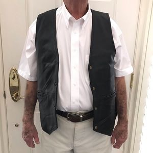 A black men’s leather vest.